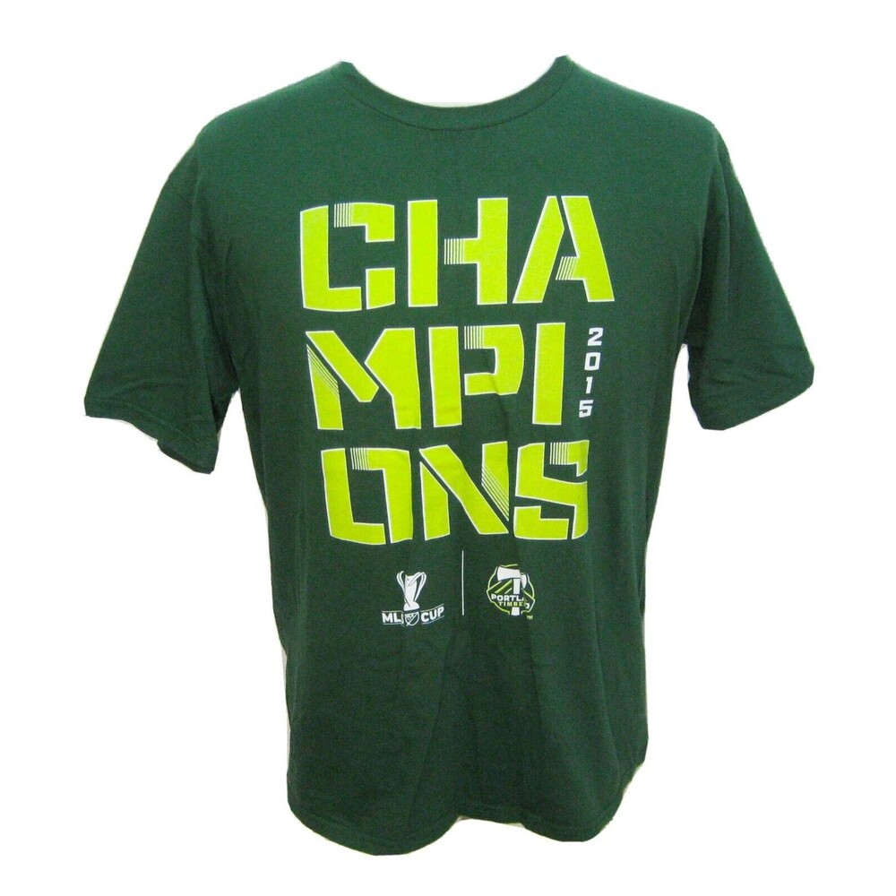 PORTLAND TIMBERS Mens (Size Large) Green Short Sleeve T-Shirt 2015 MLS Champions